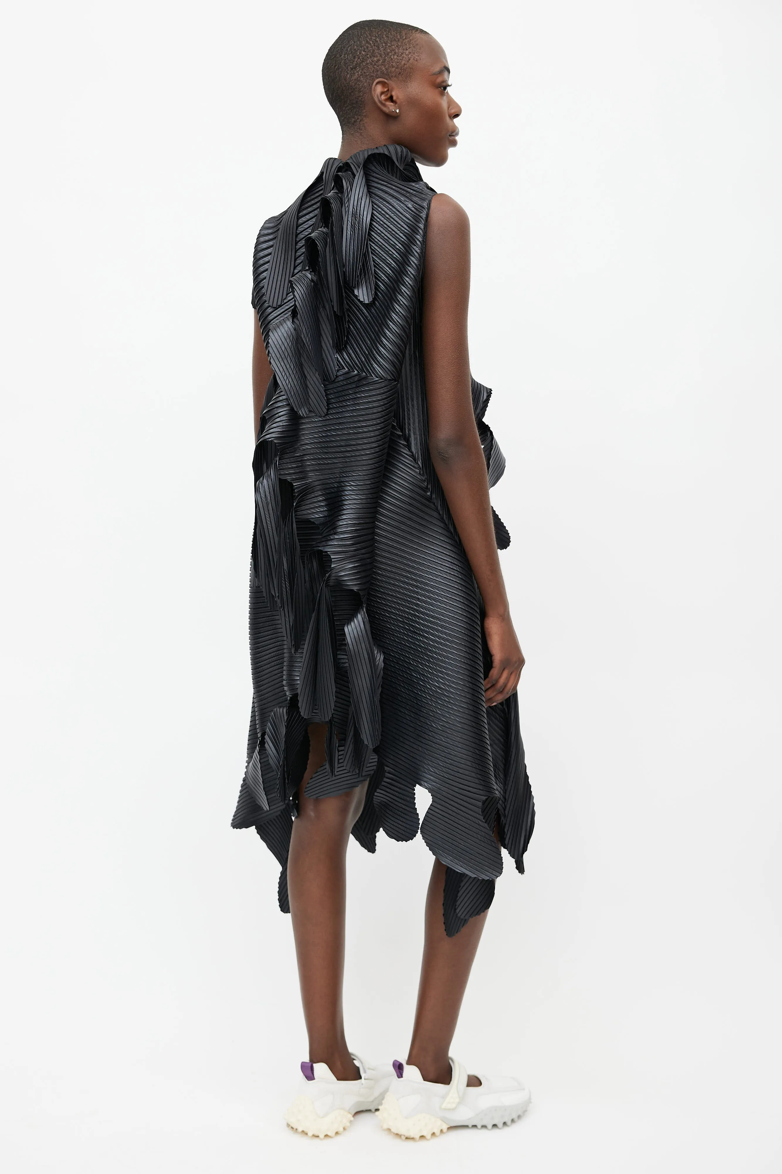 Black Sculptural Pleated Dress