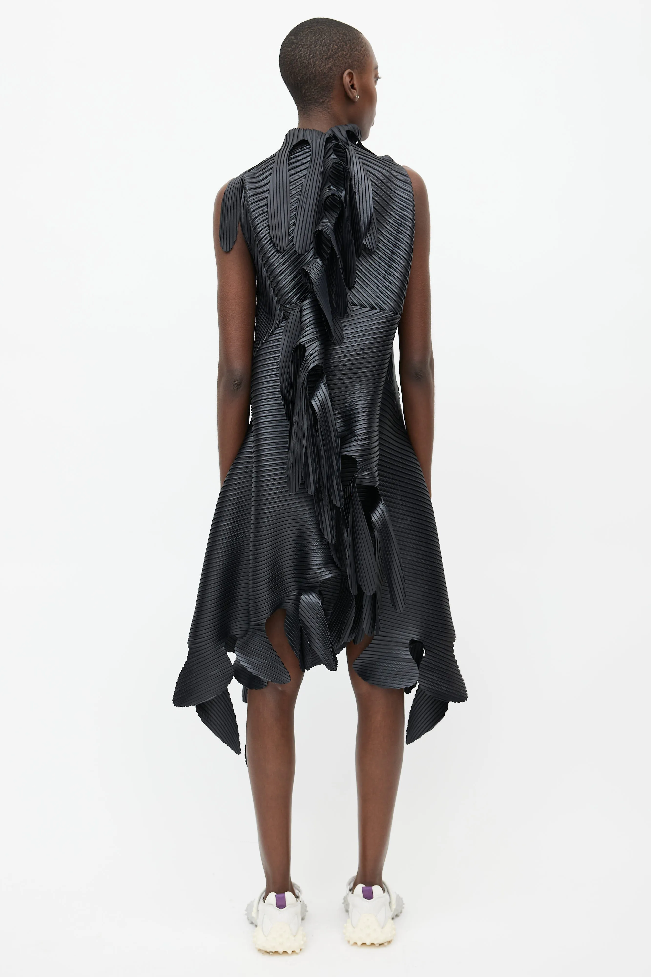 Black Sculptural Pleated Dress