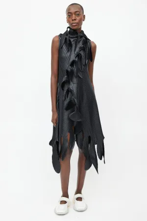 Black Sculptural Pleated Dress