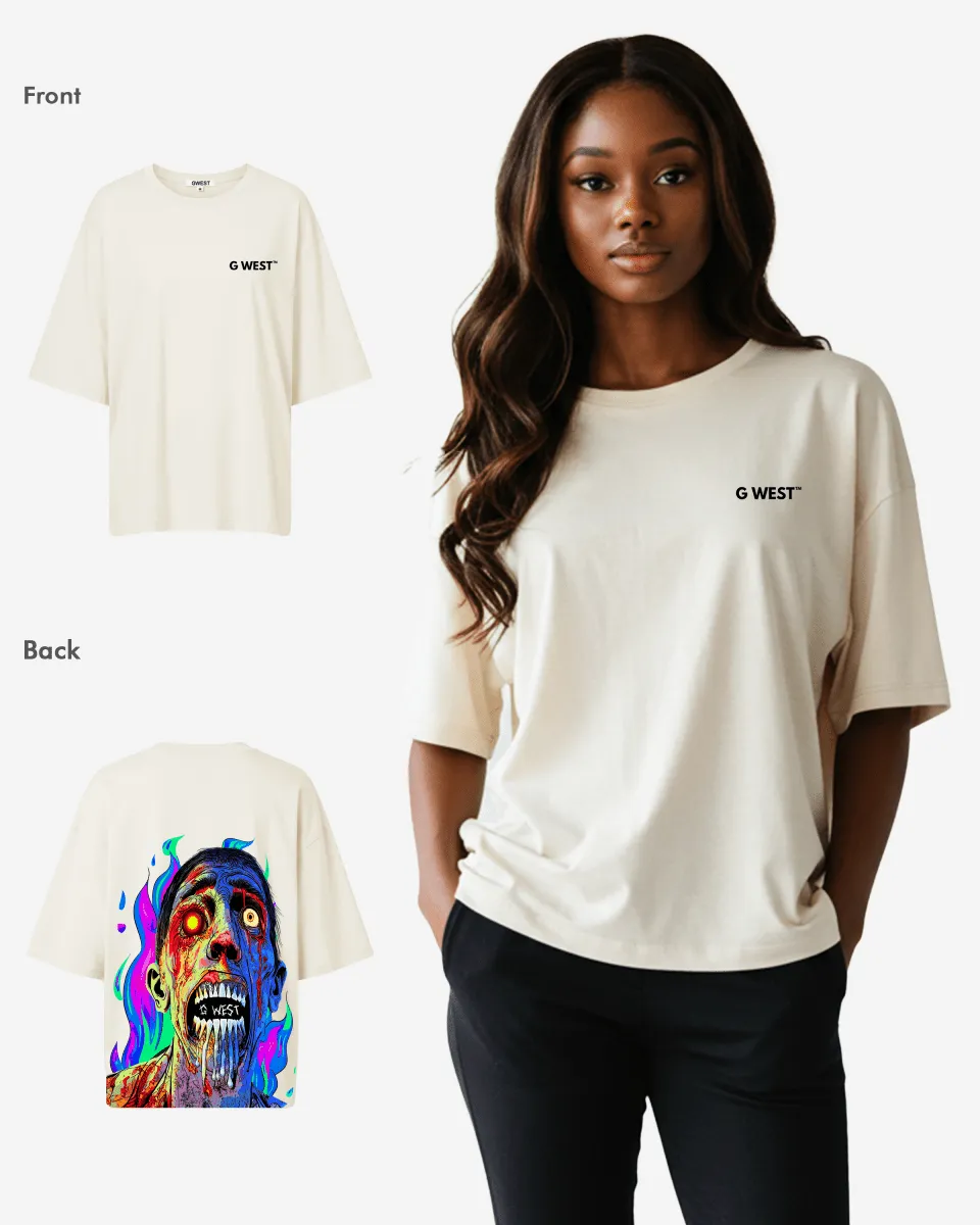 G West Oversized Flaming Zombie Tee -WOMEN