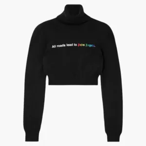Palm Angels All Roads Cropped Turtleneck Black