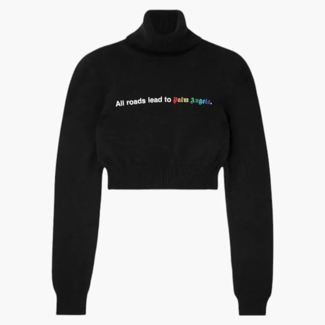 Palm Angels All Roads Cropped Turtleneck Black