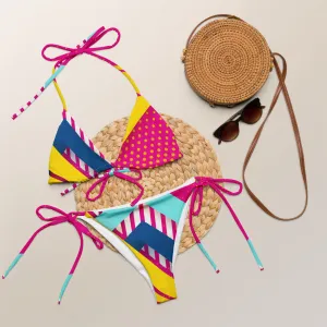 PINK ABSTRACT FITNESS COLLECTION  - All-over print recycled string bikini