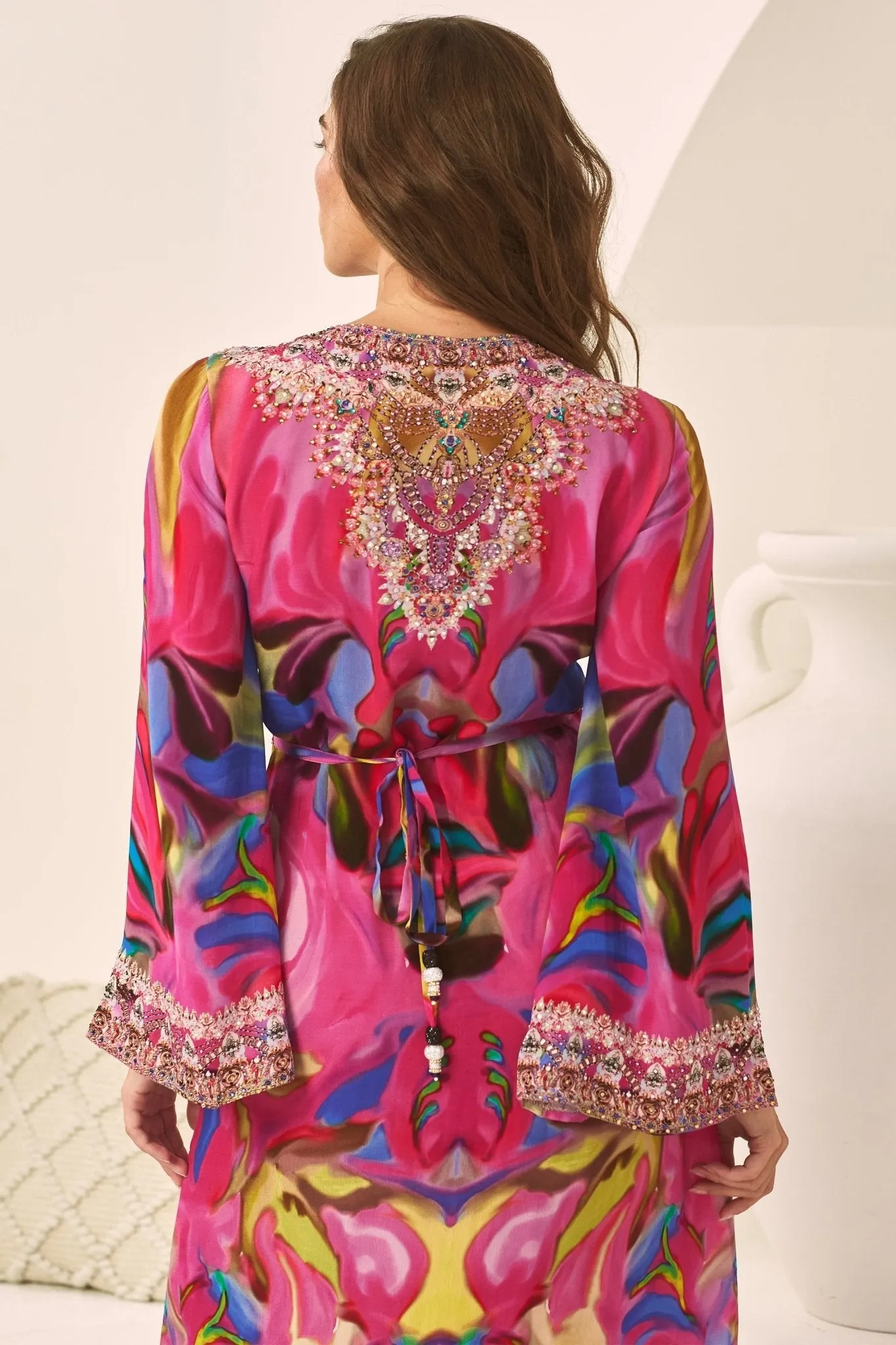 PINK ROSE WRAP DRESS