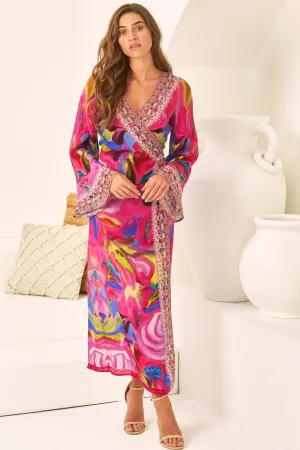 PINK ROSE WRAP DRESS