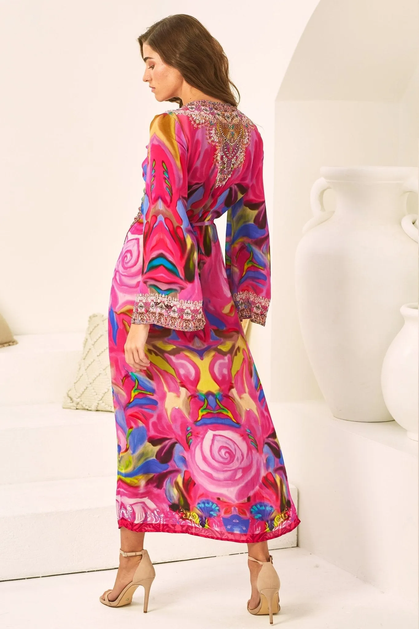 PINK ROSE WRAP DRESS