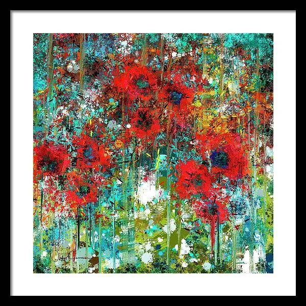 Poppies in a Field - Framed Print
