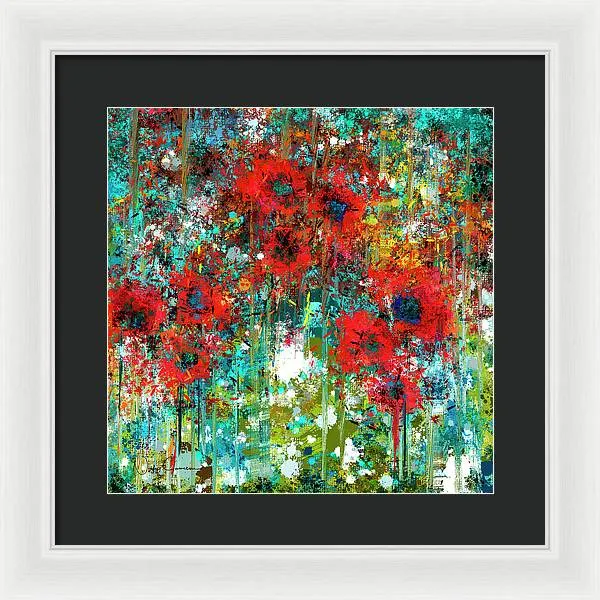 Poppies in a Field - Framed Print