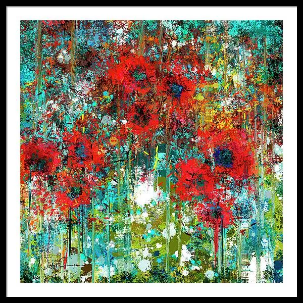 Poppies in a Field - Framed Print