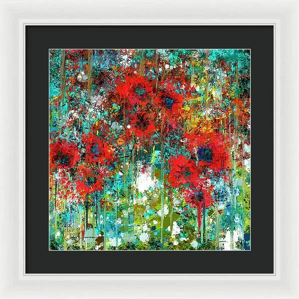 Poppies in a Field - Framed Print