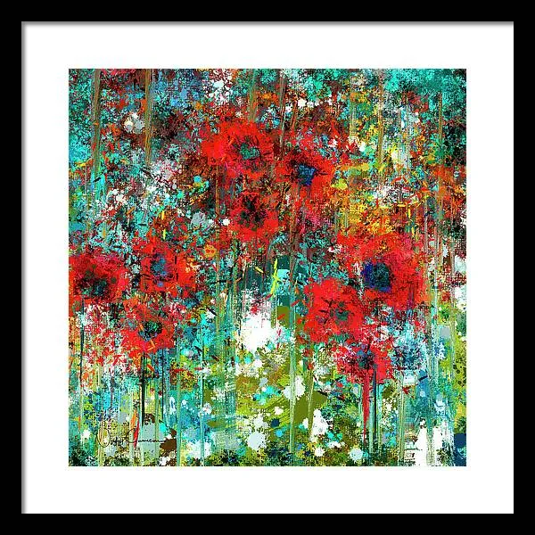Poppies in a Field - Framed Print
