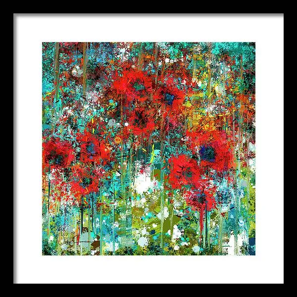 Poppies in a Field - Framed Print