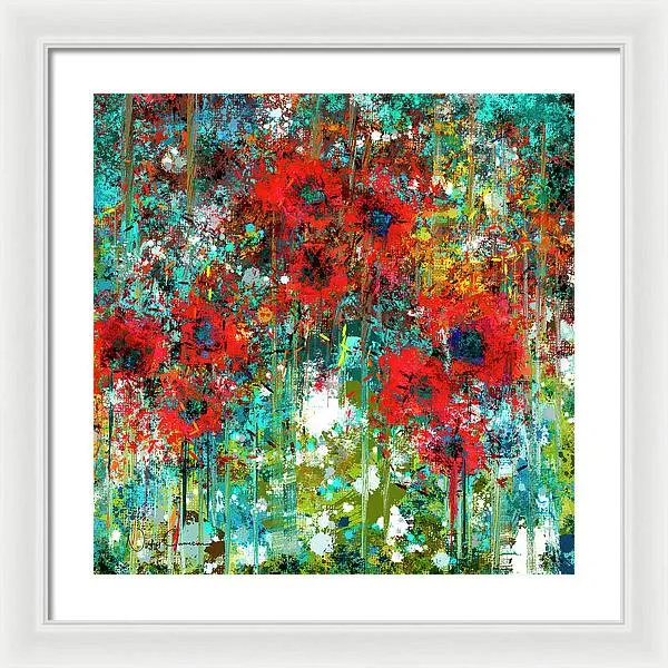 Poppies in a Field - Framed Print