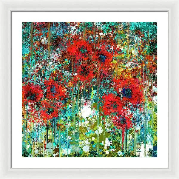 Poppies in a Field - Framed Print