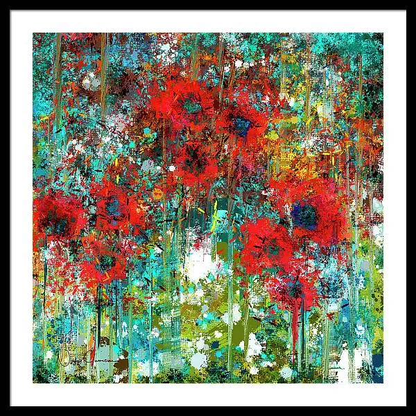 Poppies in a Field - Framed Print