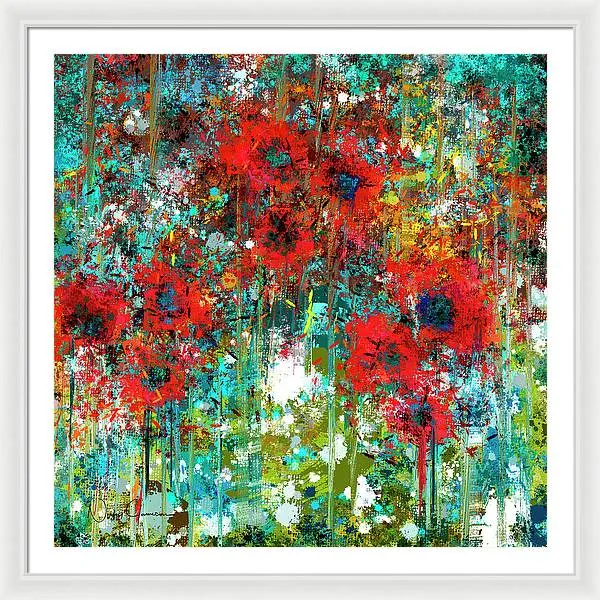 Poppies in a Field - Framed Print