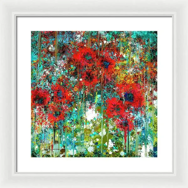 Poppies in a Field - Framed Print