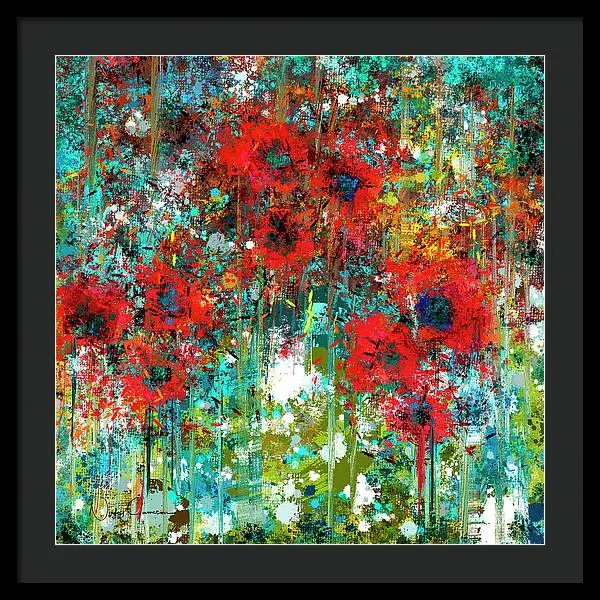 Poppies in a Field - Framed Print
