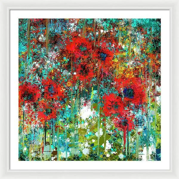 Poppies in a Field - Framed Print