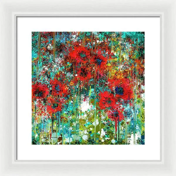 Poppies in a Field - Framed Print