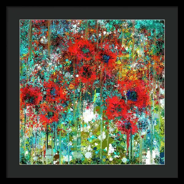 Poppies in a Field - Framed Print