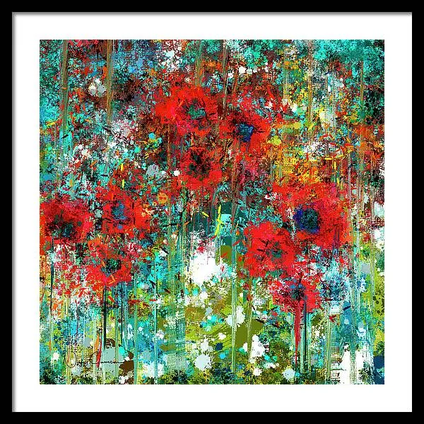 Poppies in a Field - Framed Print