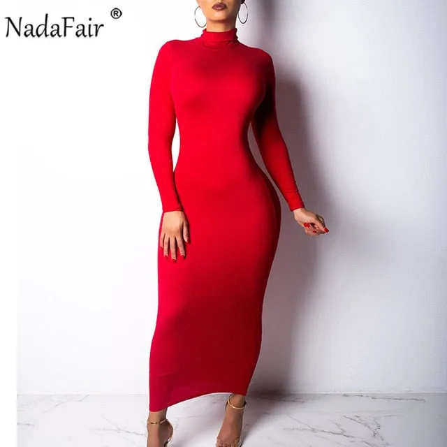 Women’s Maxi Slim Long Sleeve Turtleneck Dress