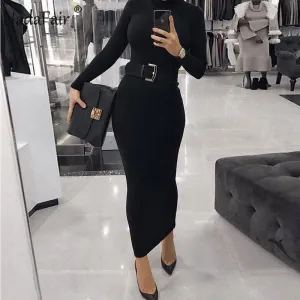 Women’s Maxi Slim Long Sleeve Turtleneck Dress
